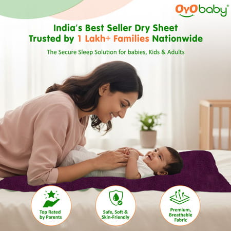 Oyo Baby Waterproof Bed Protector Baby Dry Sheet Small Plum (50 Cm X 70 Cm)