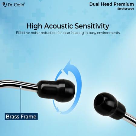 Dr. Odin Dual Head Premium Acoustic Sensitivity Stethoscope For Medical Students & Doctor (Black)