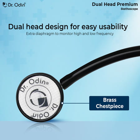 Dr. Odin Dual Head Premium Acoustic Sensitivity Stethoscope For Medical Students & Doctor (Black)
