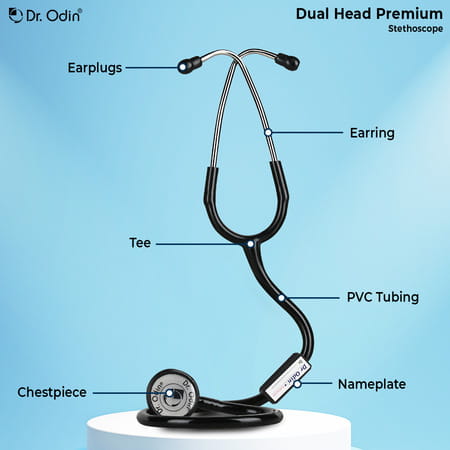 Dr. Odin Dual Head Premium Acoustic Sensitivity Stethoscope For Medical Students & Doctor (Black)