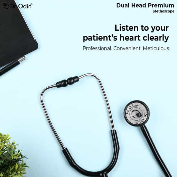Dr. Odin Dual Head Premium Acoustic Sensitivity Stethoscope For Medical Students & Doctor (Black)