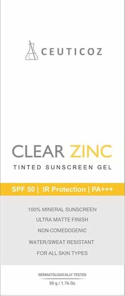 Ceuticoz Clear Zinc Tinted Sunscreen Gel - 50 Gm