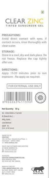 Ceuticoz Clear Zinc Tinted Sunscreen Gel - 50 Gm