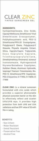Ceuticoz Clear Zinc Tinted Sunscreen Gel - 50 Gm
