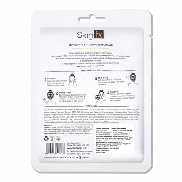 Skin Fx Refreshing & Glowing Serum Mask,Rejuvenates Skin ,Uncovers Smoother & Healthier Skin, 50 Ml
