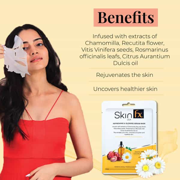 Skin Fx Refreshing & Glowing Serum Mask,Rejuvenates Skin ,Uncovers Smoother & Healthier Skin, 50 Ml
