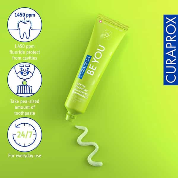 Curaprox Gentle Everyday Whitening Toothpaste (Apple + Aloe) 60Ml X Pack Of 3 Toothpaste