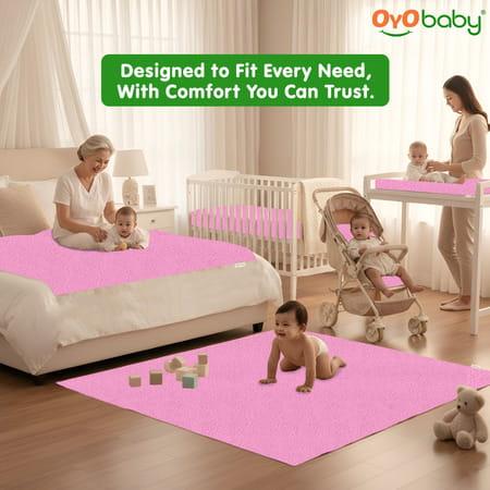 Oyo Baby Waterproof Rubber Sheet Double Bed Size (200cm X 260cm Pink)