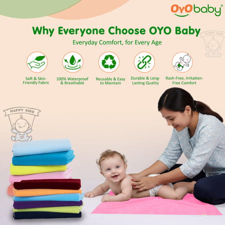 Oyo Baby Waterproof Rubber Sheet Double Bed Size (200cm X 260cm Pink)