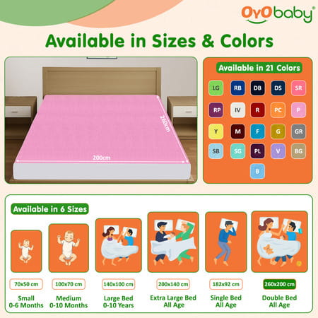 Oyo Baby Waterproof Rubber Sheet Double Bed Size (200cm X 260cm Pink)