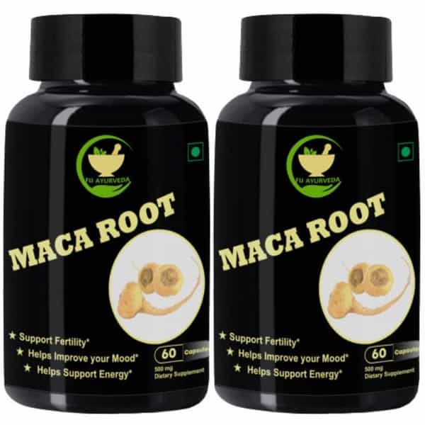 Fij Ayurveda Maca Root Extract Capsule Dietary Supplement | Unisex - 500Mg 60 Capsules (Pack Of 2)