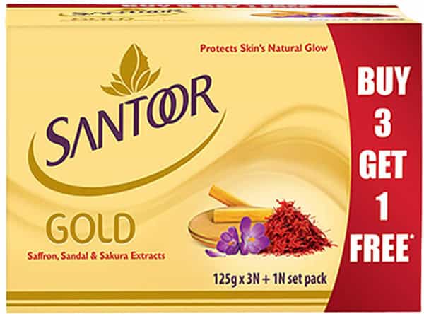 Santoor Gold Soap Buy 3 Get 1 Free - 125 Gm Each