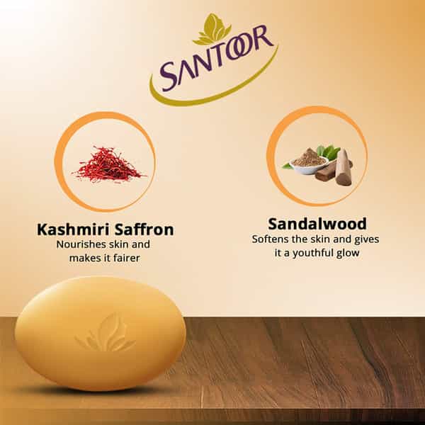Santoor Gold Soap Buy 3 Get 1 Free - 125 Gm Each