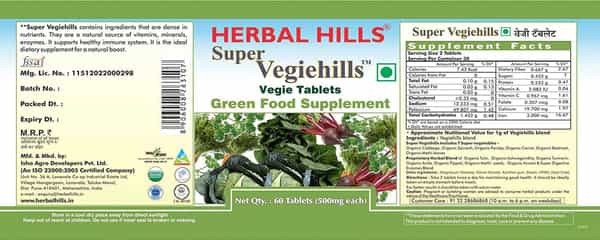 Herbal Hills Super Vegiehills 60 Tablets (Pack Of 2) - Daily Vegetables In A Tablet