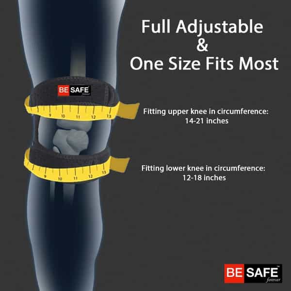 Besafe Forever Knee Strap Support Band For Pain Relief | Black | Pack Of 2