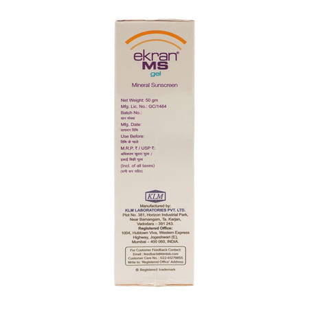 Ekran Ms Spf 50 Sunscreen Gel Tube Of 50 Gm