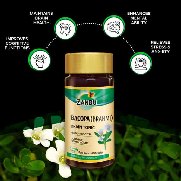 Zandu Brahmi 60 Capsules | To Improve Focus | Memory & Concentration