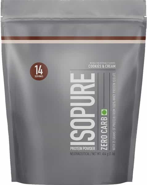 Isopure Zero Carb 100% Whey Protein Isolate Powder - 1 Lb 454 G Cookies & Cream