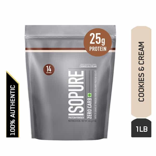Isopure Zero Carb 100% Whey Protein Isolate Powder - 1 Lb 454 G Cookies & Cream