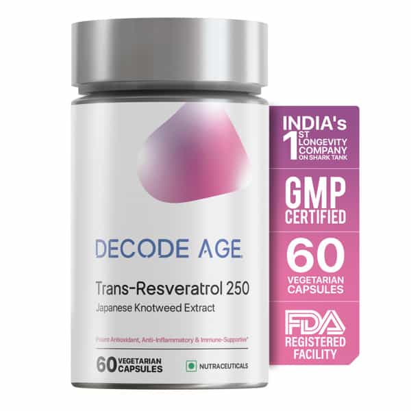 Decode Age Trans Resveratrol Supplement | Powerful Antioxidant | 250Mg | 60 Capsules | Veg
