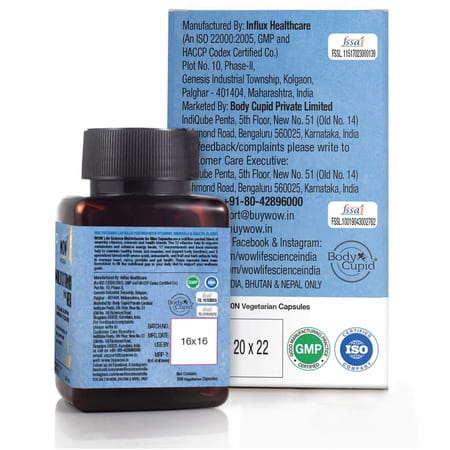 Wow Life Science Multivitamin For Men - With Glycine, Green Tea, Turmeric, Vitamins, 30 Veg Capsules