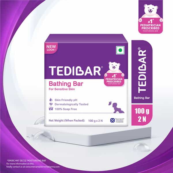 Tedibar Bathing Bar 100G Pack Of 2 (Soap Free For Sensitive Skin)