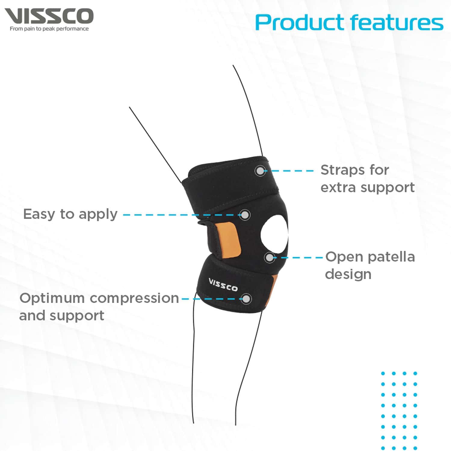 Buy VISSCO NEOPRENE KNEE CAP IDEAL MILD SUPPORT FOR FREE KNEE MOVEMENT XXL BLACK (SINGLE