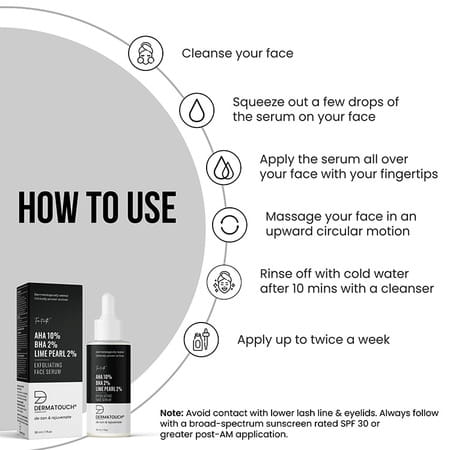 Dermatouch Aha 10% Bha 2% Limepearl 2% Exfoliating Face Serum - 30ml