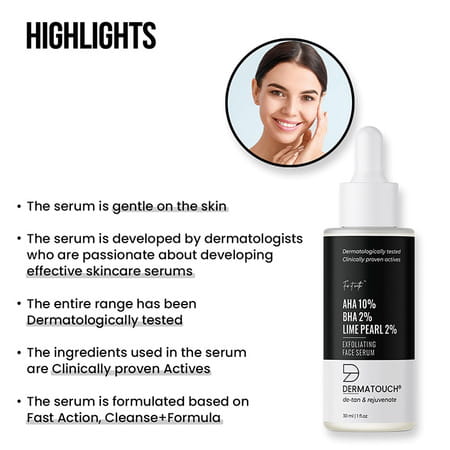 Dermatouch Aha 10% Bha 2% Limepearl 2% Exfoliating Face Serum - 30ml