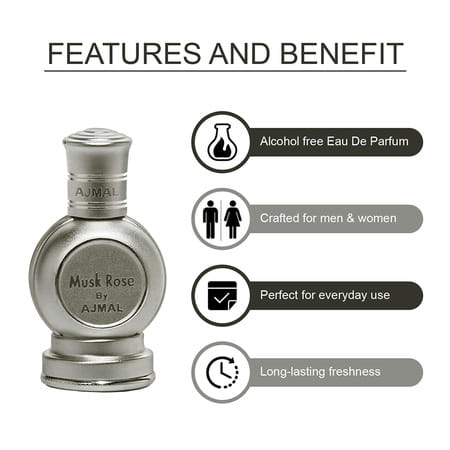 Ajmal Amber Magic Edp 100ml For Men And Rose Cp Musky Alcohol-Free Attar 12ml For Unisex