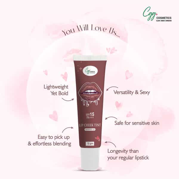 Cgg Cosmetics Lip & Cheek Tint 122 | Spf 15 | Dark Nude | 7G |Matte Finish|Vitamin E & Rosehip Oil