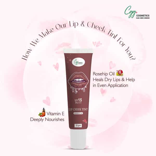 Cgg Cosmetics Lip & Cheek Tint 122 | Spf 15 | Dark Nude | 7G |Matte Finish|Vitamin E & Rosehip Oil