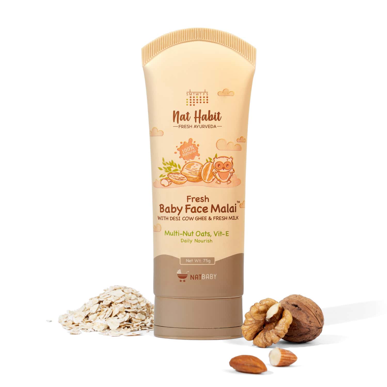 Nat Habit Baby Face Malai - Face Cream | Multi-nut Oats & Vit-e | 75g