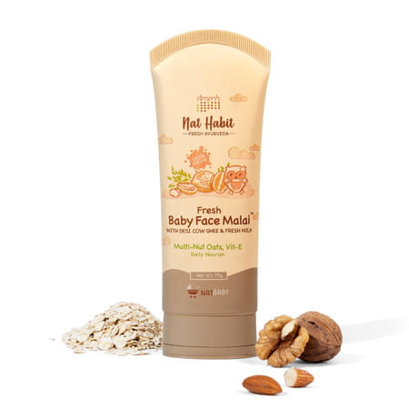 Nat Habit Baby Face Malai - Face Cream | Multi-Nut Oats & Vit-E | 75g