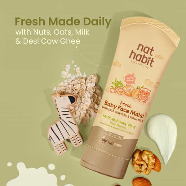 Nat Habit Baby Face Malai - Face Cream | Multi-Nut Oats & Vit-E | 75G
