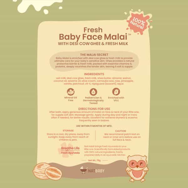 Nat Habit Baby Face Malai - Face Cream | Multi-Nut Oats & Vit-E | 75G