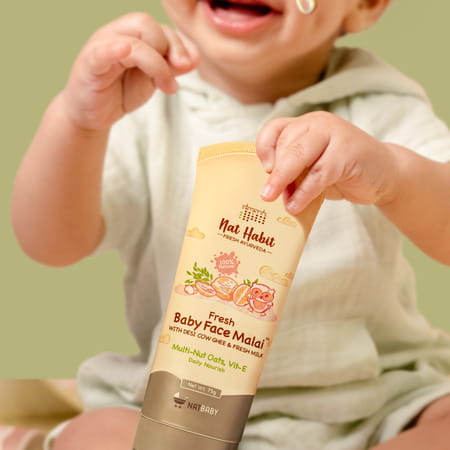 Nat Habit Baby Face Malai - Face Cream | Multi-Nut Oats & Vit-E | 75g
