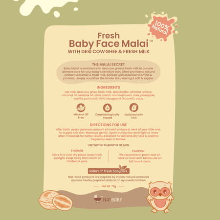 Nat Habit Baby Face Malai - Face Cream | Multi-Nut Oats & Vit-E | 75g