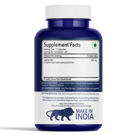 Fitness Veda Alpha Gpc 300 Mg | Brain Support Formula Nootropic Supplement For Focus & Clarity