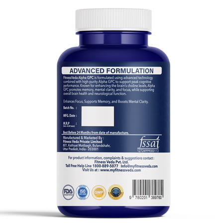 Fitness Veda Alpha Gpc 300 Mg | Brain Support Formula Nootropic Supplement For Focus & Clarity