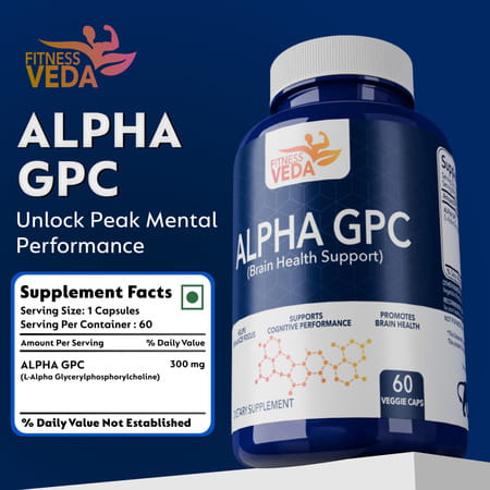 Fitness Veda Alpha Gpc 300 Mg | Brain Support Formula Nootropic Supplement For Focus & Clarity