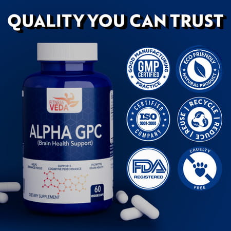 Fitness Veda Alpha Gpc 300 Mg | Brain Support Formula Nootropic Supplement For Focus & Clarity