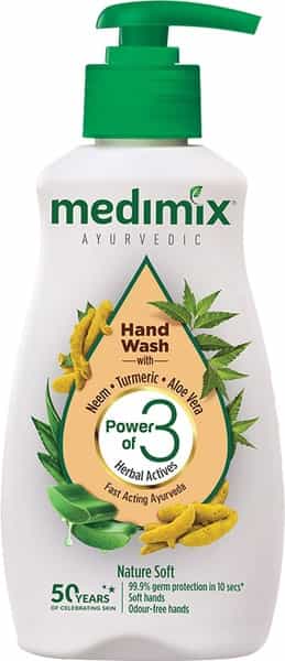 Medimix Ayurvedic Nature Soft Hand Wash With Neem Turmeric Aloe Vera Bottle - 190 Ml