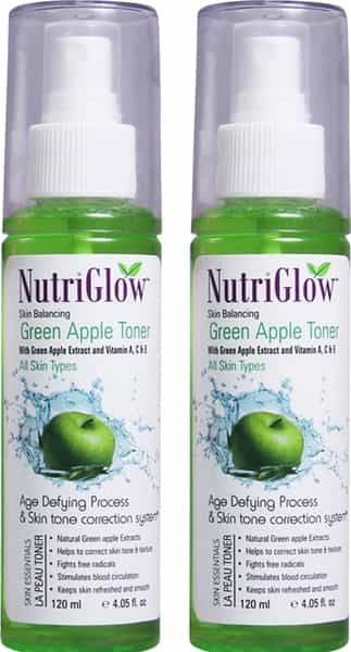 Nutriglow Skin Balancing Green Apple Toner For Oily Anti Aging & Brightening Skin Care(120Ml)(Pack2)
