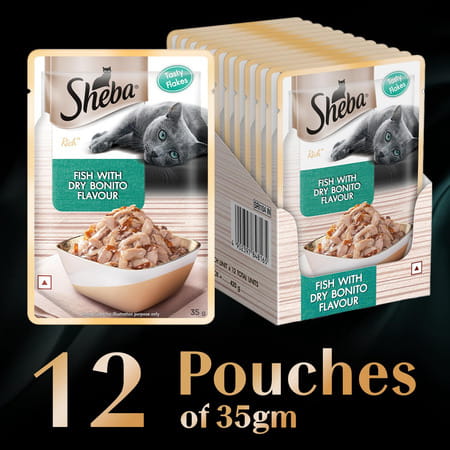 Sheba Rich Premium Adult (1+ Years) Wet Cat Food | Fish With Dry Bonito Flavour | 12 X 35 G
