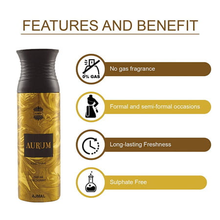 Ajmal Aurum & Carbon & Carbon Deodorant Spray - For Men & Women (200 Ml Pack Of 3)