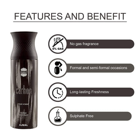 Ajmal Aurum & Carbon & Carbon Deodorant Spray - For Men & Women (200 Ml Pack Of 3)