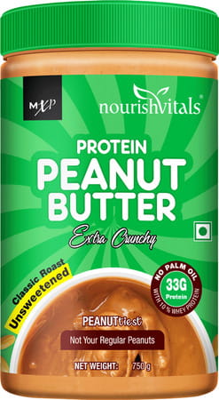 Nourishvitals Irresistibly Tasty Combo High Protein Peanut Butter (Extra Crunchy) (750gm Each)