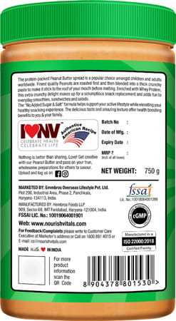 Nourishvitals Irresistibly Tasty Combo High Protein Peanut Butter (Extra Crunchy) (750gm Each)