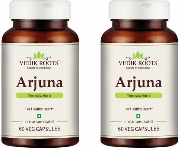 Vedikroots Arjuna 60 Capsules 450 Mg 100% Organic | For Healthy Heart (Pack Of 2)